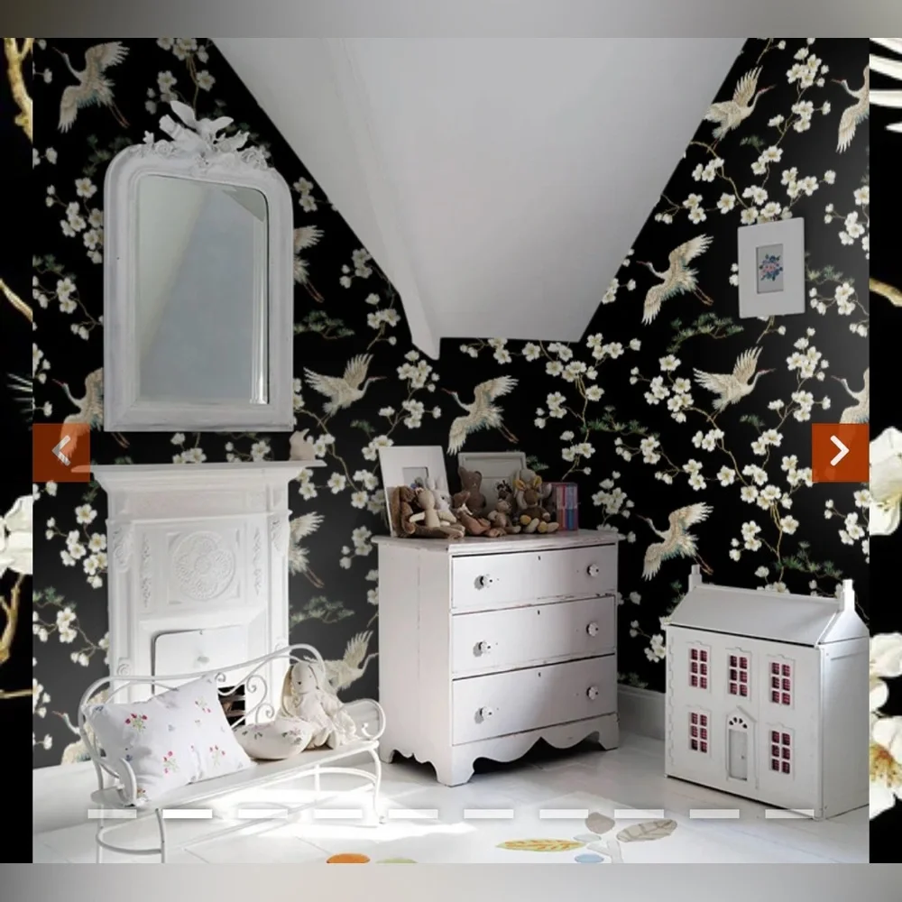 New Anthropologie Home Decor Carl Robinson Swothins Crane & Blossom Wallpaper